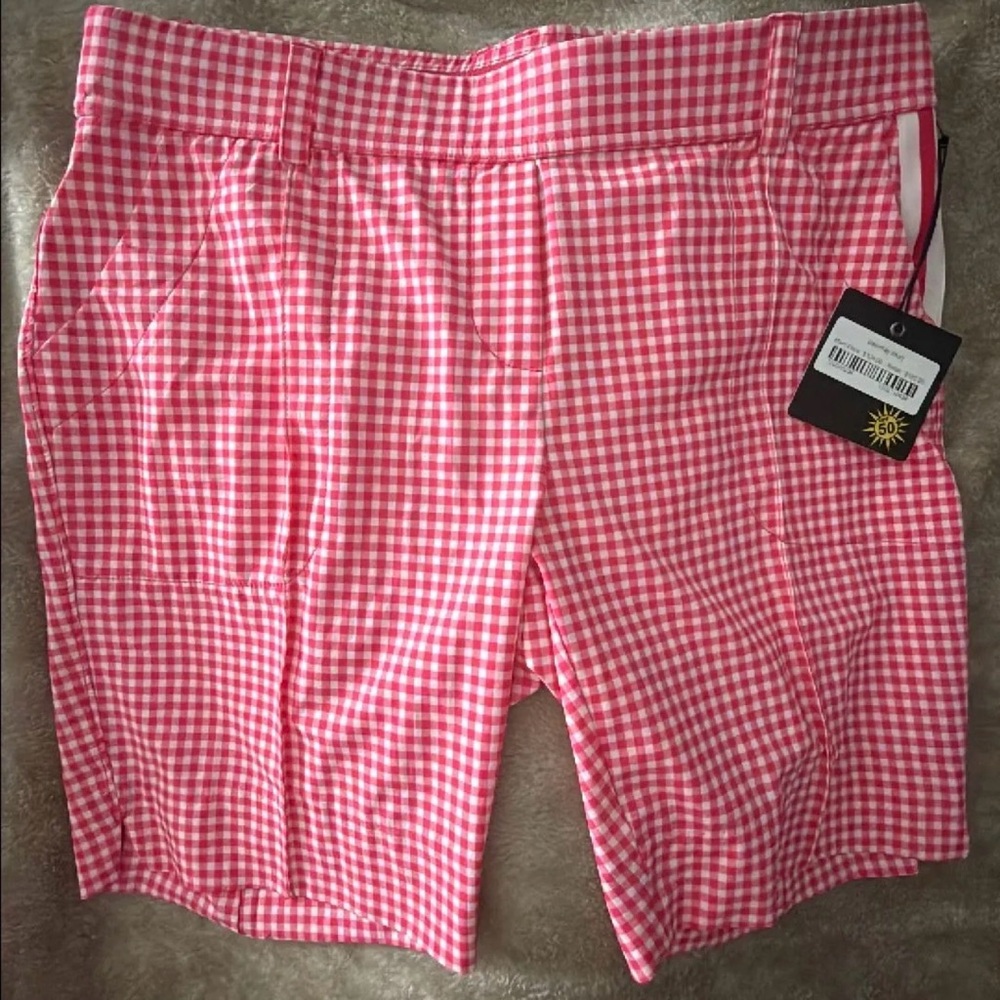 Belyn Key Pink and White Gingham Bermuda Shorts